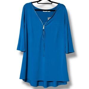 Avenue Studio women’s size 14 pullover plain top v-neck 3/4 sleeves teal Luella